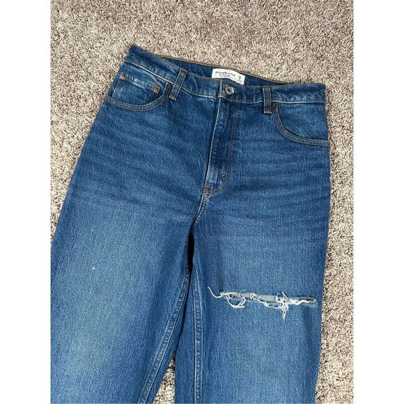 Abercrombie & Fitch The 90s Straight Ultra High Rise Denim Jeans Dark Wash 28/6 - Picture 4 of 12